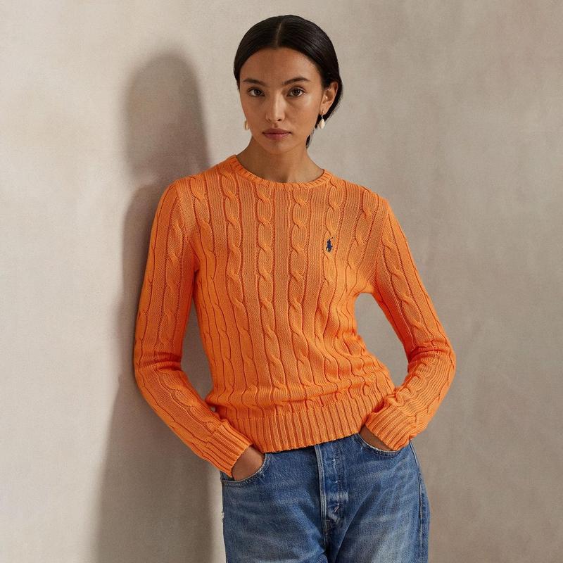 Polo Ralph Lauren Chandail &agrave; col rond avec tricot torsad&eacute; pour femmes