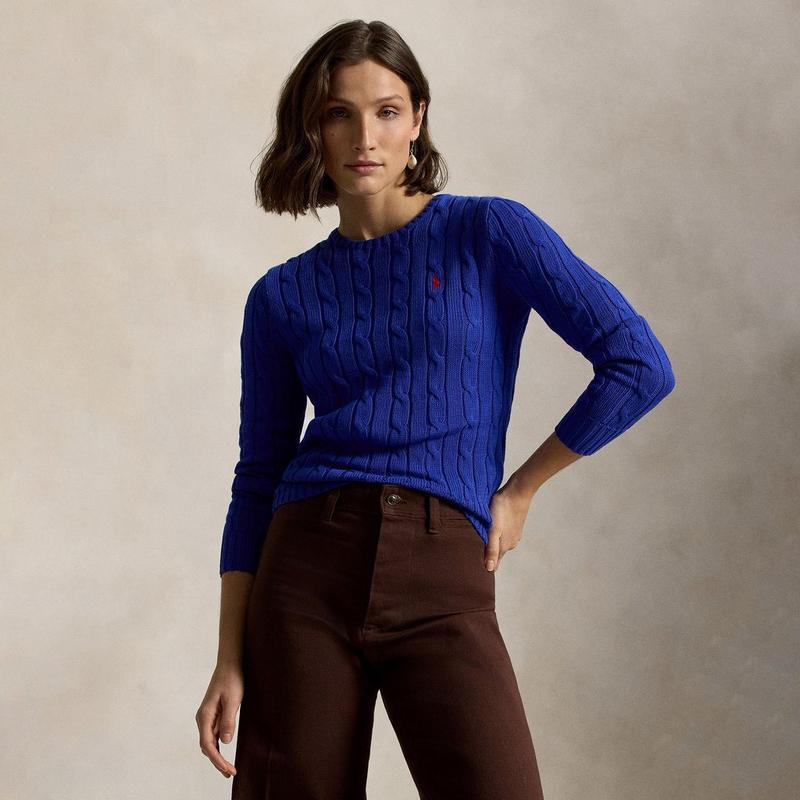 Polo Ralph Lauren Chandail &agrave; col rond avec tricot torsad&eacute; pour femmes