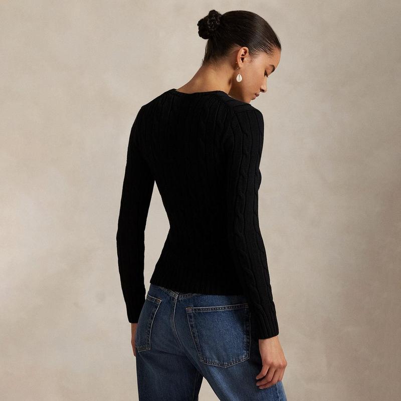 Polo Ralph Lauren Chandail &agrave; col rond avec tricot torsad&eacute; pour femmes