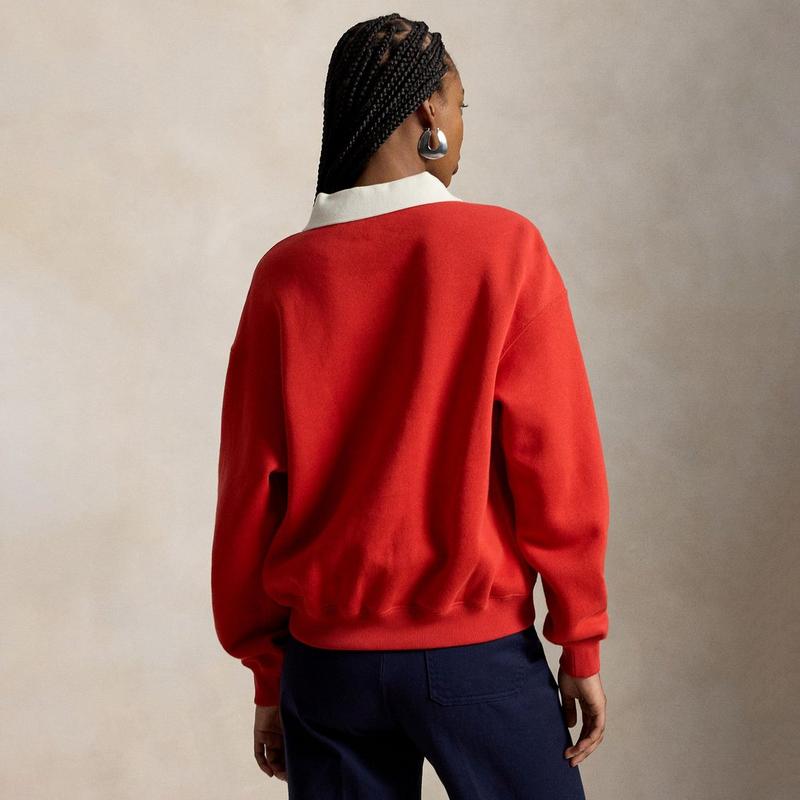 Polo Ralph Lauren Women's Crest Polo-Collar Fleece Crew Sweatshirt