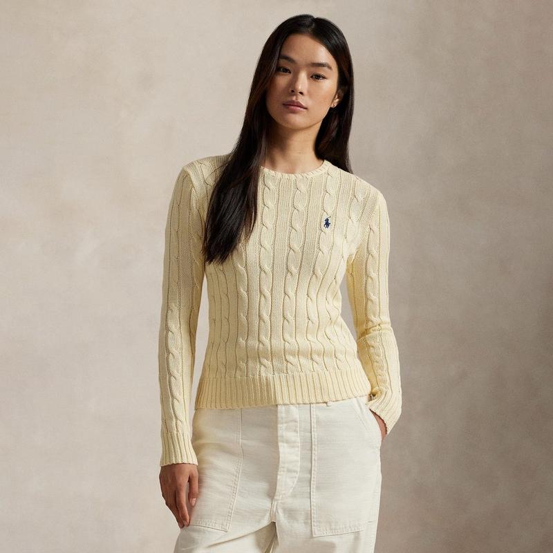 Polo Ralph Lauren Chandail &agrave; col rond avec tricot torsad&eacute; pour femmes