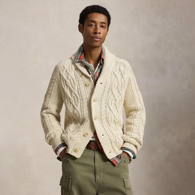 Polo Ralph Lauren Men's Aran-Knit Cotton Shawl Cardigan