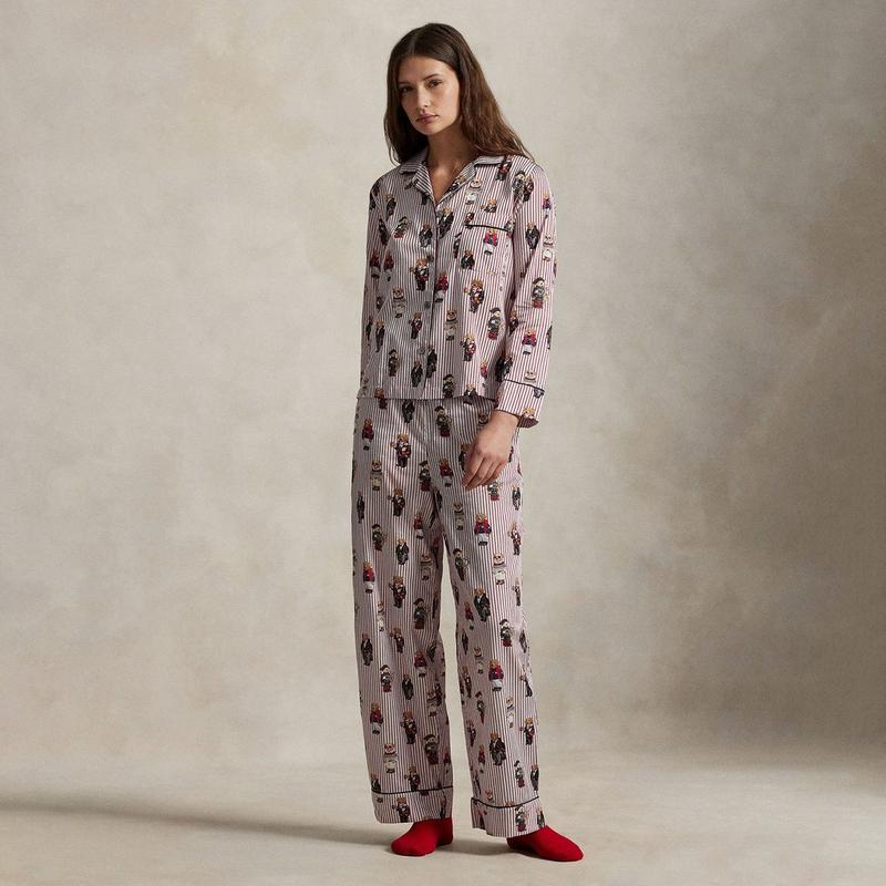Polo Ralph Lauren Women's Polo Bear Cotton Sateen Two-Piece PJ Set