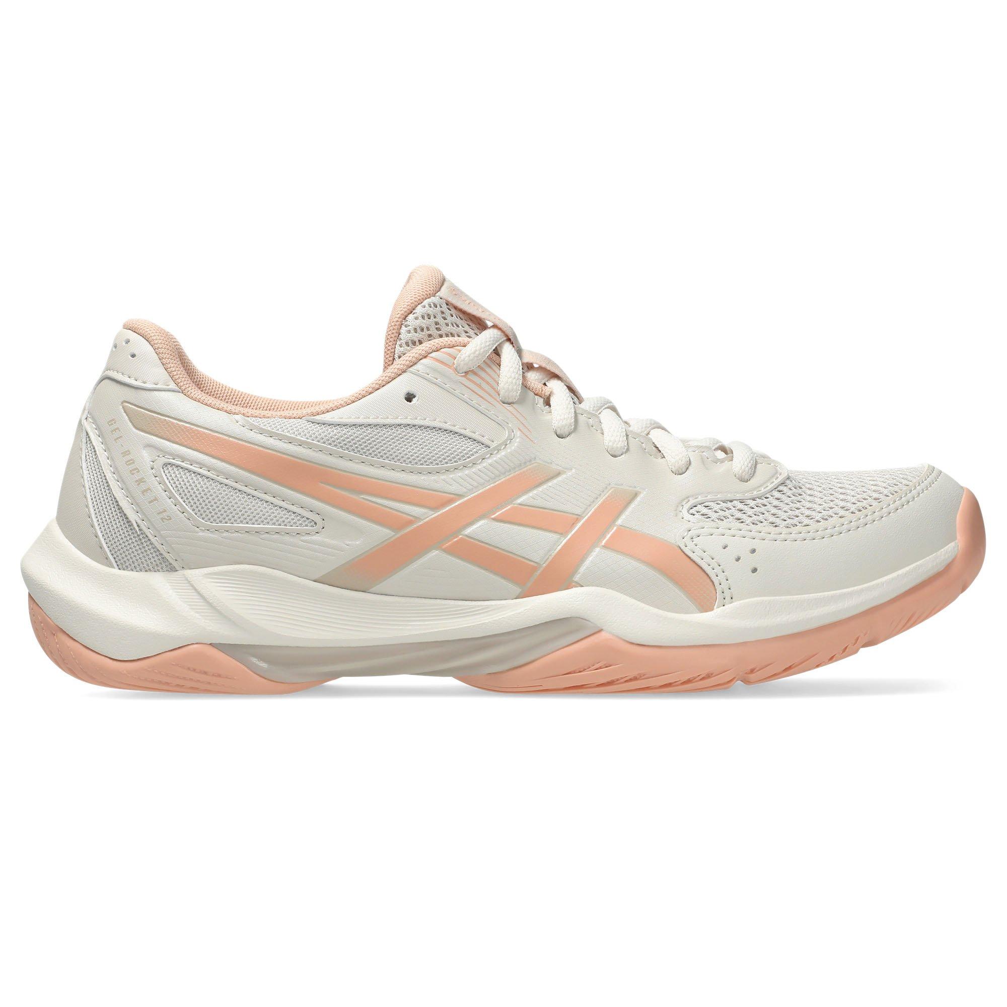 ASICS | Women's GEL-ROCKET 12 Indoor Court Shoes, Soft Oat Cantaloupe, Size 8