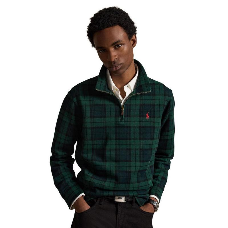 Polo Ralph Lauren Men's Plaid Estate-Rib Quarter-Zip Pullover Top