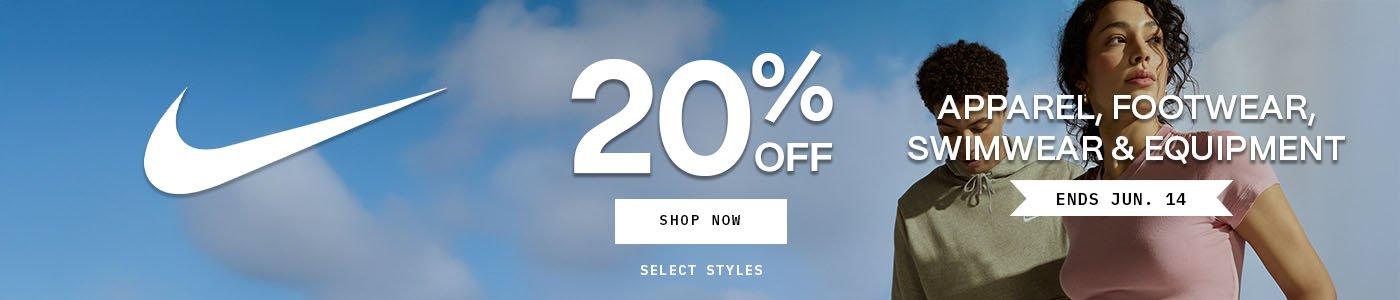 Nike Apparel, Footwear, Swimwear, Equipment 20% Off Banner