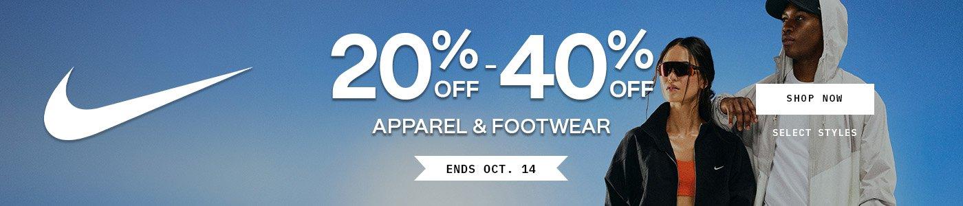 20-40% Off Nike Apparel & Footwear