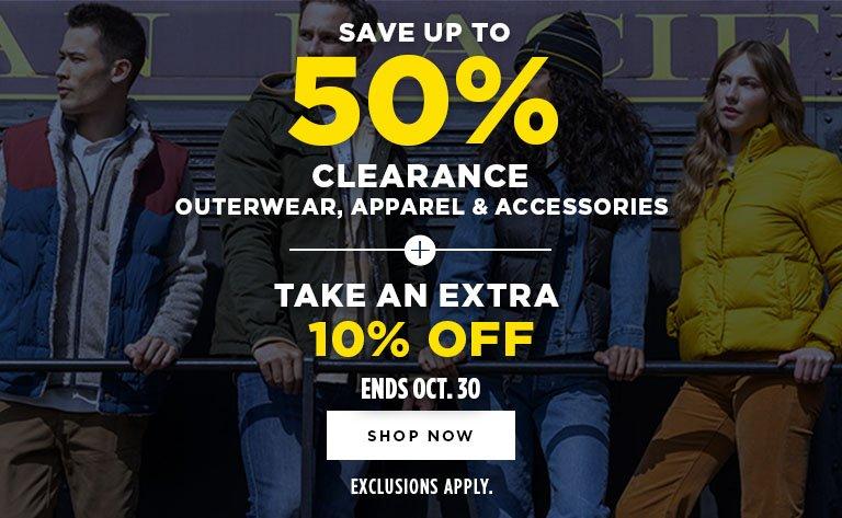 Clearance Outerwear, Apparel, & Accessories