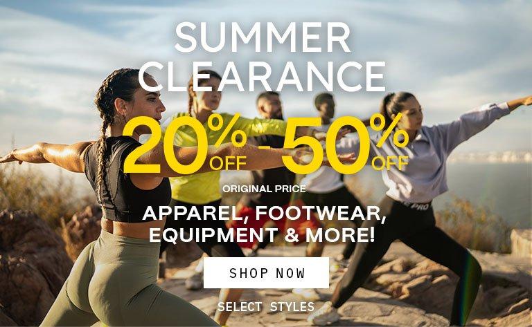 Summer Clearance 20% - 50% Off Apparel, Footwear & Equipment