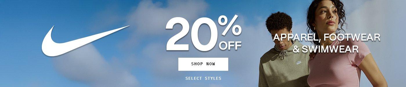Nike Apparel, Footwear, Swimwear, Equipment 20% Off Banner