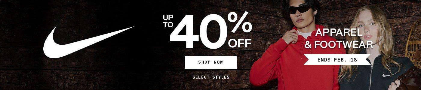 Up to 40% Off Nike Apparel & Footwear