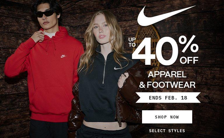Up to 40% Off Nike Apparel & Footwear
