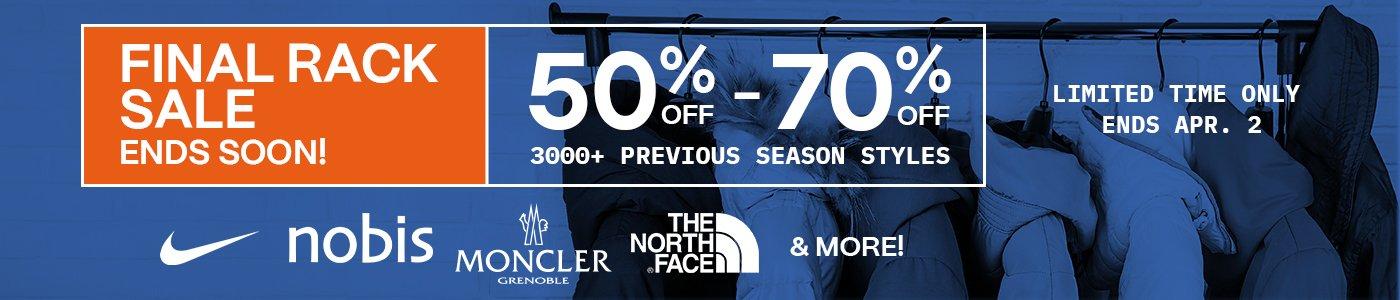 Final Rack Sale 50% Off - 70% Off