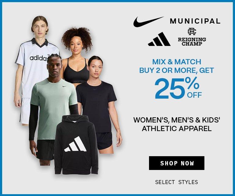 Buy 2 or More, Get 25% Off Athletic Apparel