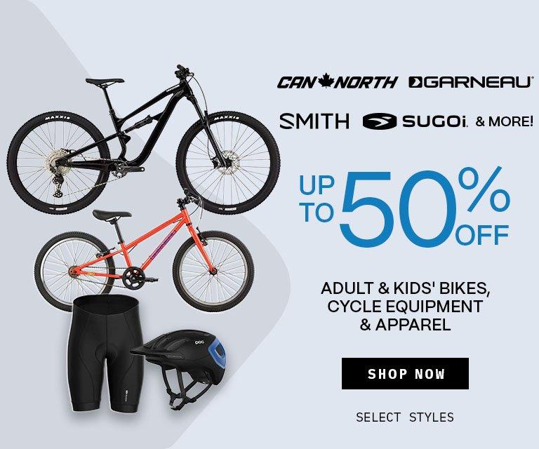Up to 50% Off Bikes, Cycle Equipment & Apparel
