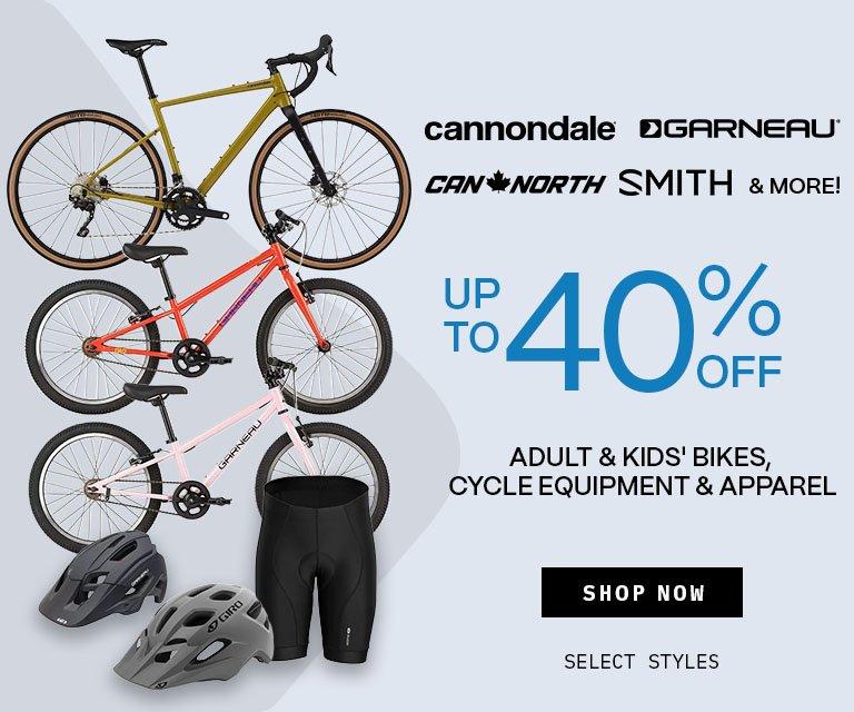 Up to 40% Off Bikes, Cycle Equipment & Apparel