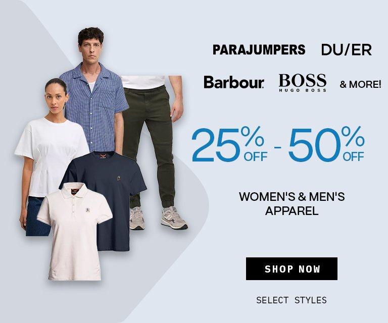 25% - 50% Off Women's & Men's Apparel