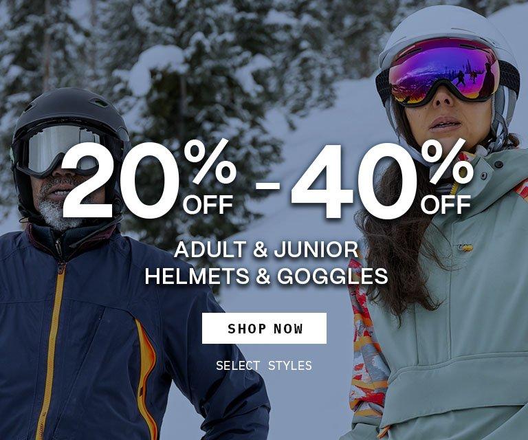 20% - 40% Off Helmets & Goggles