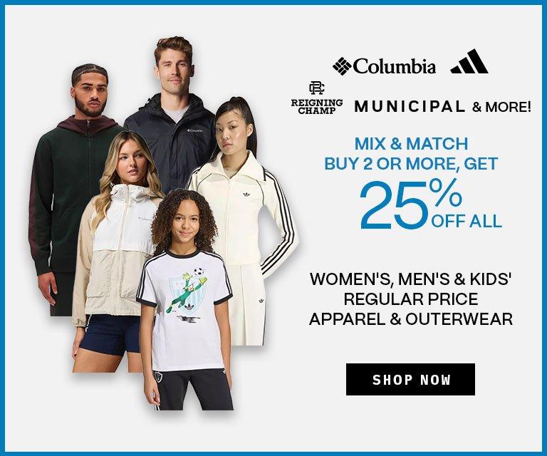 Buy 2 or More, Get 25% Off Apparel