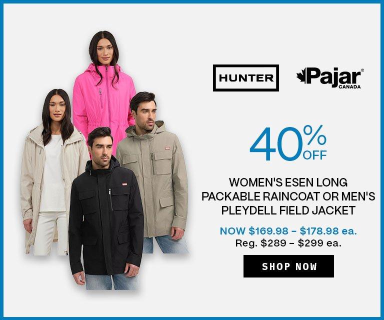 40% Off Hunter & Pajar Rain Jackets