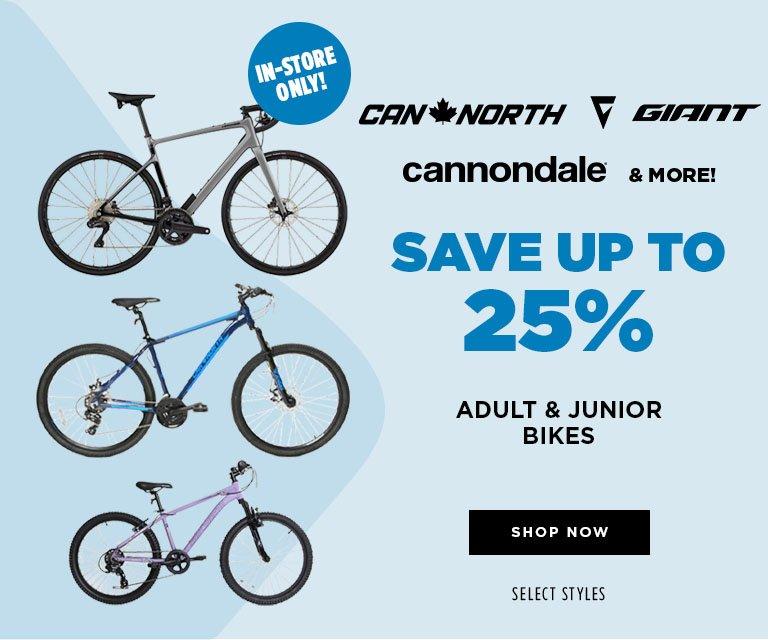 25% Off Adult & Junior Bikes