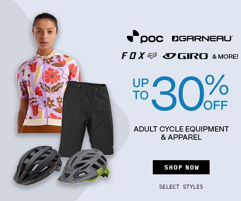 Up to 30% Off Adult Cycle Equipment & Apparel