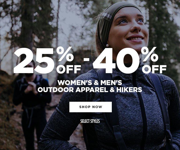 25% - 40% Off Outdoor Apparel & Hikers