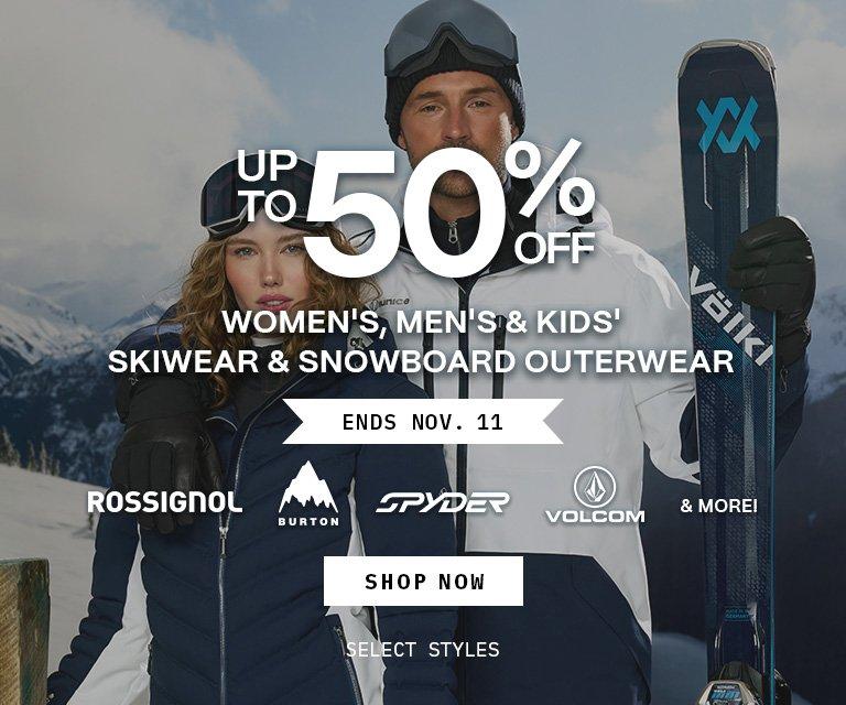Up to 50% Off Women's, Men's & Kids' Skiwear & Snowboard Outerwear