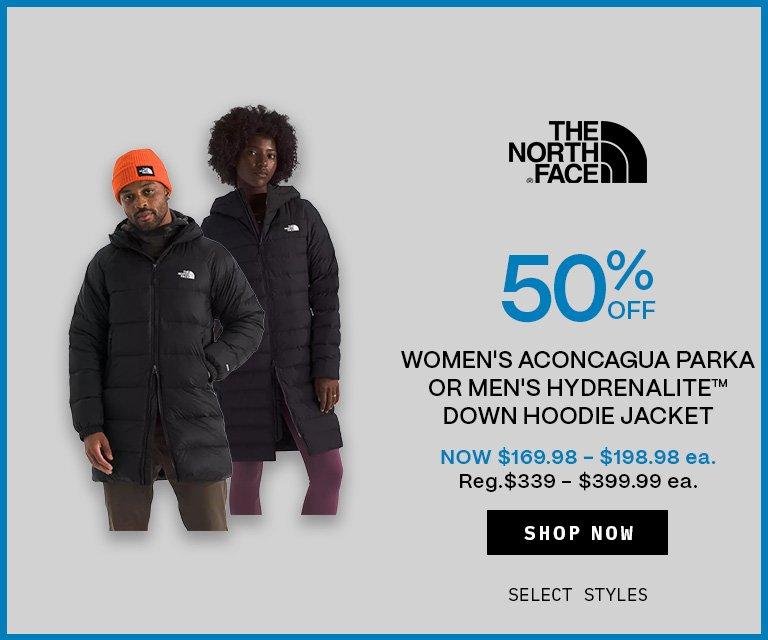 50% Off The North Face Women's Aconcagua Parka Or Men's Hydrenalite Hoodie Jacket