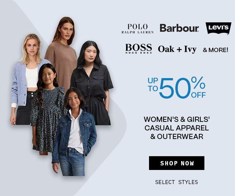 Up to 50% Off Women's & Girls' Casual Apparel & Outerwear
