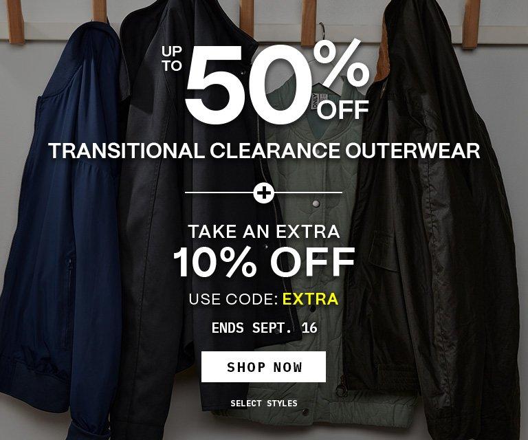 Extra 10% Off Transitional Clearance Outerwear