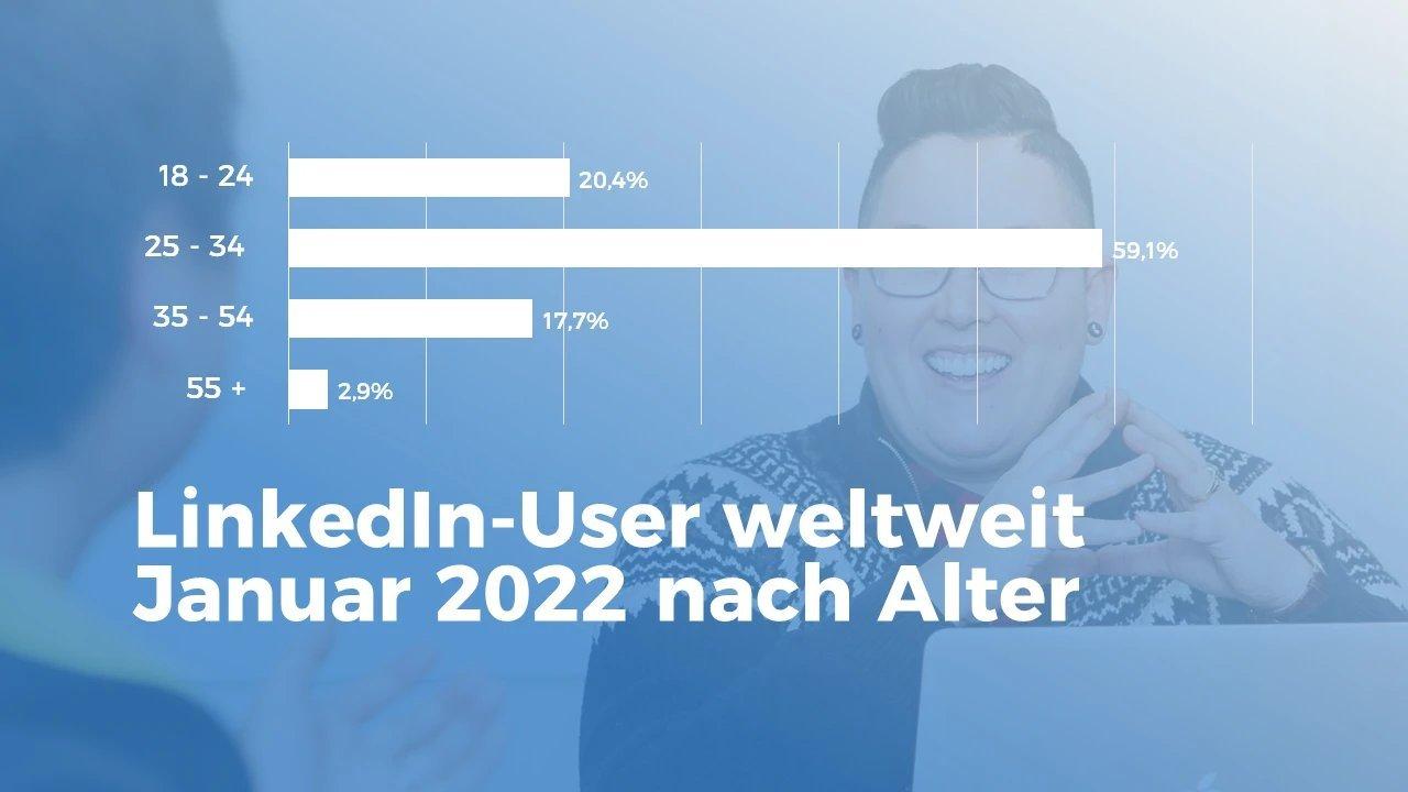 Infografik der LinkedIn User weltweit nach Alter geclustert.