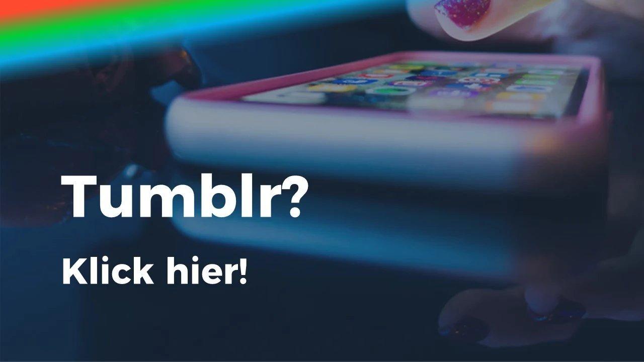 Nahaufnahme eines Smartphones mit Tumblr-Frage – Visual für Creator, die über soziale Netzwerke ihren Print-on-Demand-Merchandise verkaufen möchten.