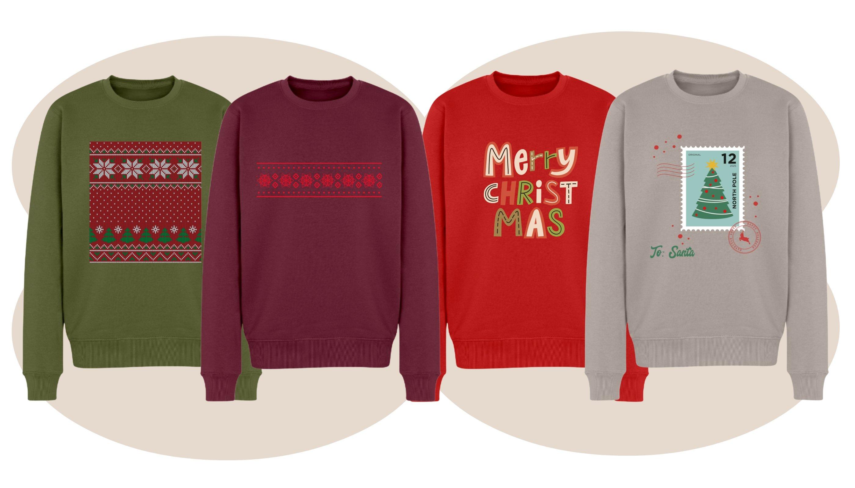 Verschiedene Designs für Weihnachtspullover