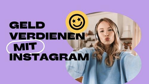 Drei Personen die sich sehr über einen Erfolg freuen sowie Symbole, die mit Instagram und Geld in Verbindung stehen!