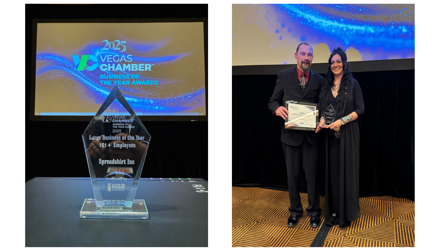 spreadshirt accepting business of the year award