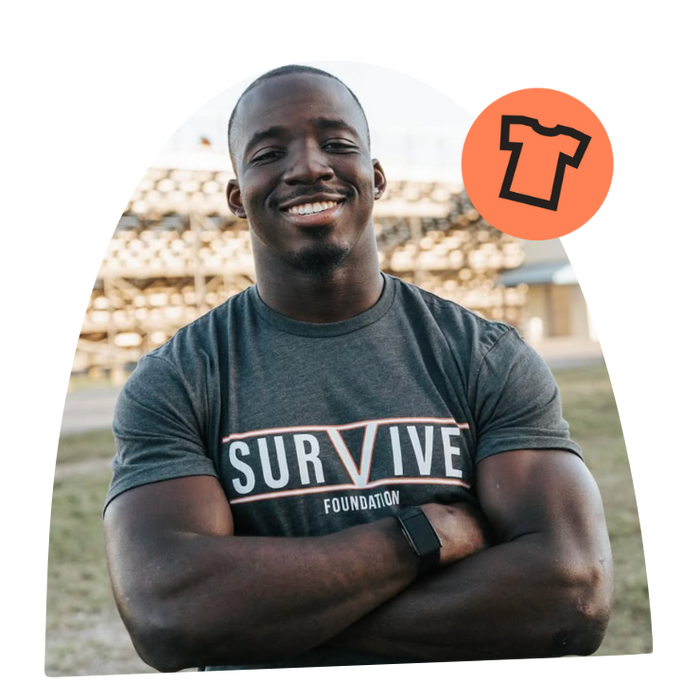 athlete and online apparel seller promoting a custom t-shirt he made with spreadshop