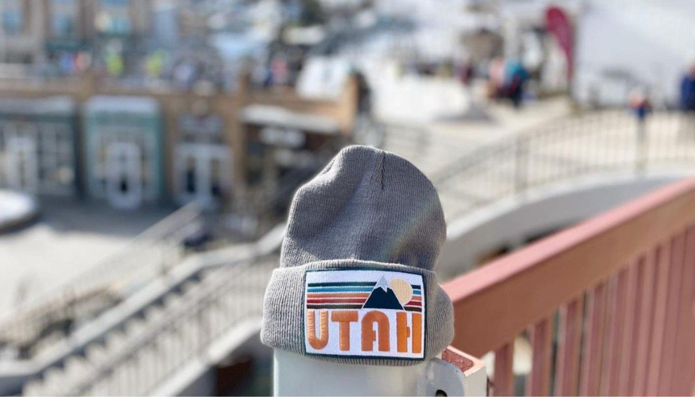 embroidered patch utah beanie made with spreadshop