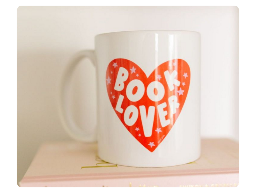 book lover heart design on white mug to show selling potential online