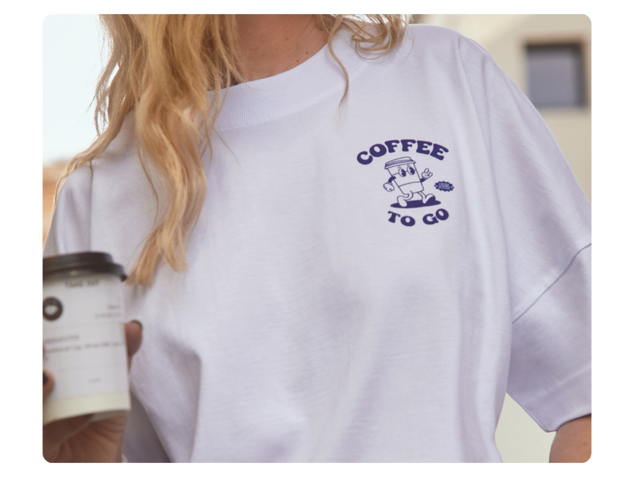 mockup of a custom coffee design on a t-shirt to illustrate selling potential