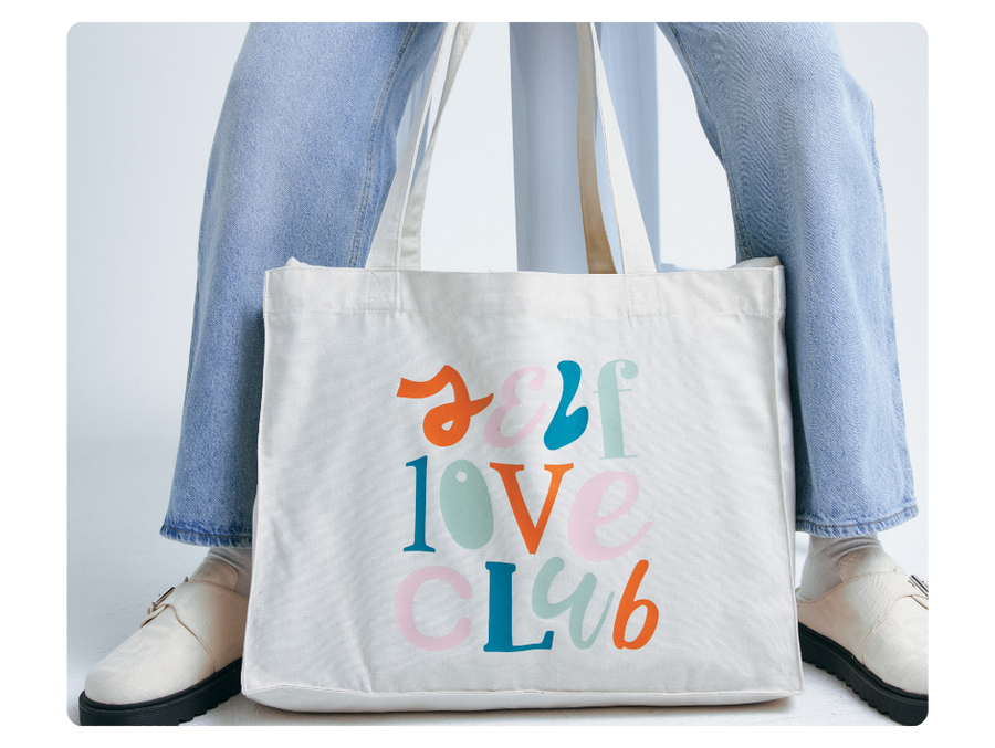 custom self love club tote bag to show selling potential