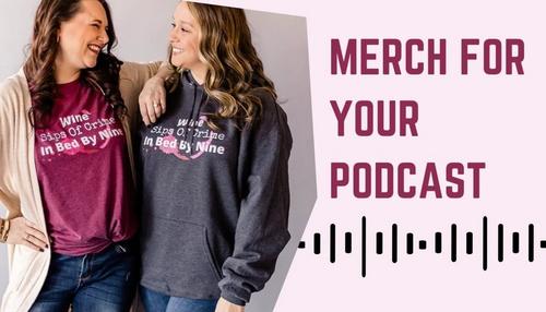 podcasters wearing their own custom merch