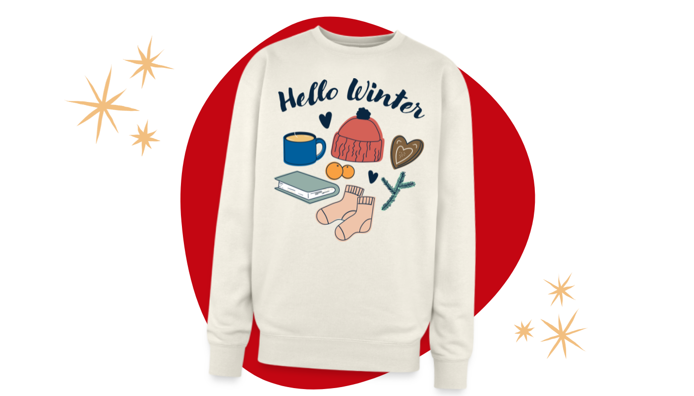 cozy design on sweatshirt