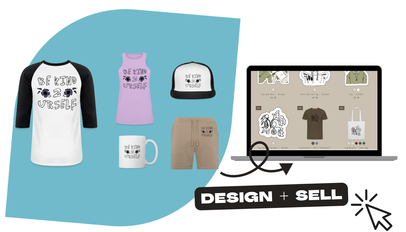 mockup of custom design on multiple products to show ease of customization