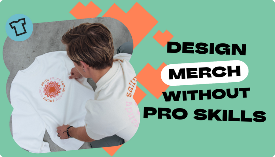 print-on-demand seller looking at his custom designed sweatshirt