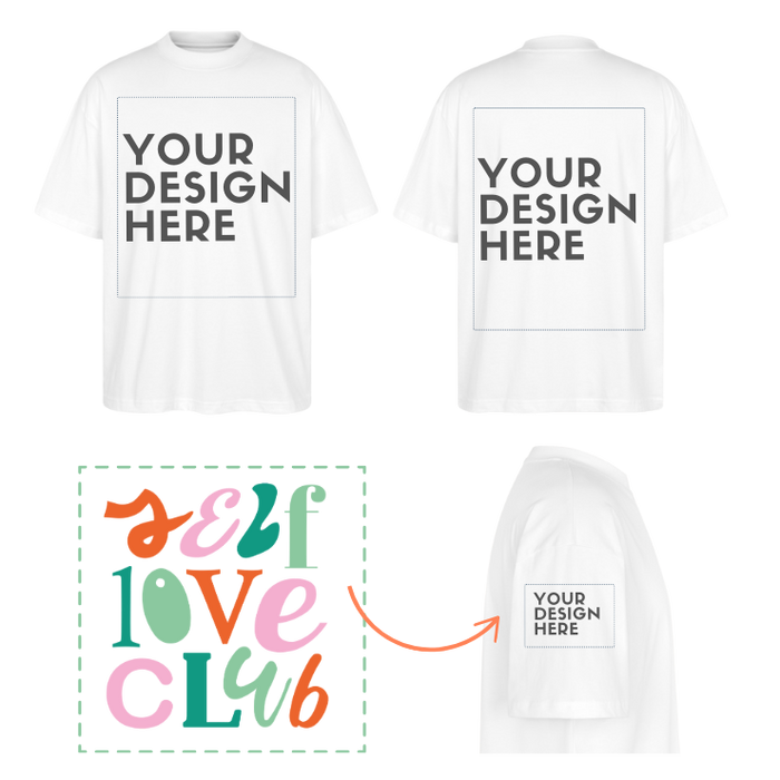 white t-shirt with your design here mockups to illustrate design customization