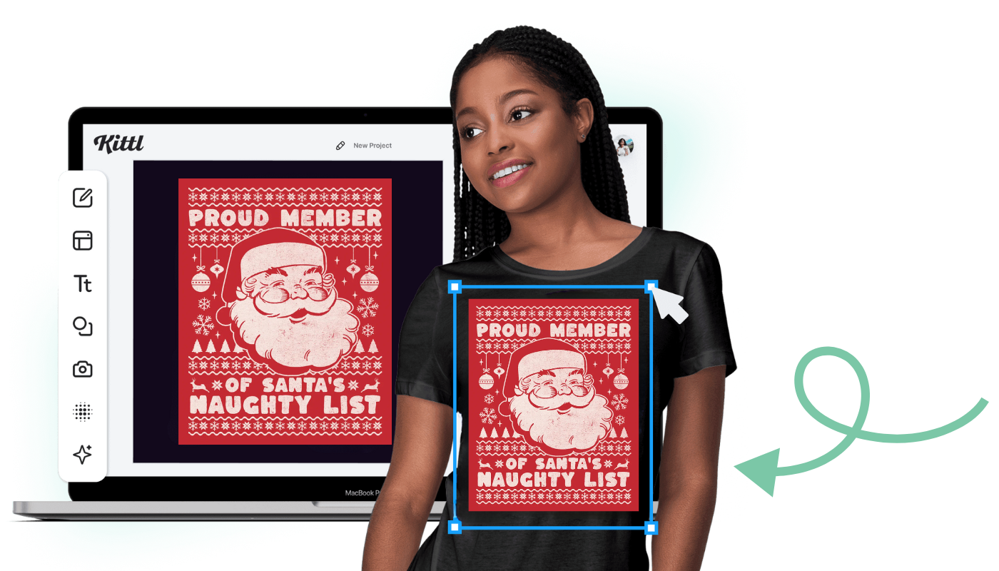 mockup of t-shirt design on kittl