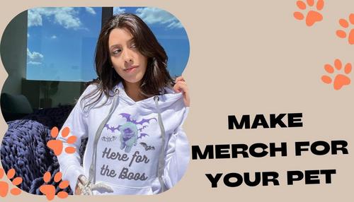 creator wearing a hoodie with her dog printed on it