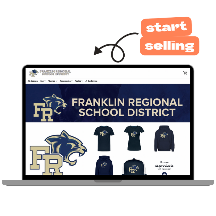 mockup of an example of a school using spreadshop illustrating selling potential