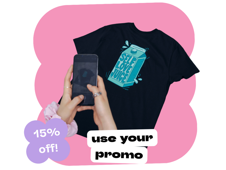 someone taking a photo of a flatlay custom tshirt with icon for exclusive promo